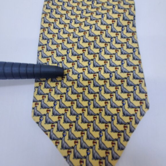 Museum Artifacts Seal Tie Mens Necktie Tie 100% Silk Seals Yellow - Picture 5 of 6